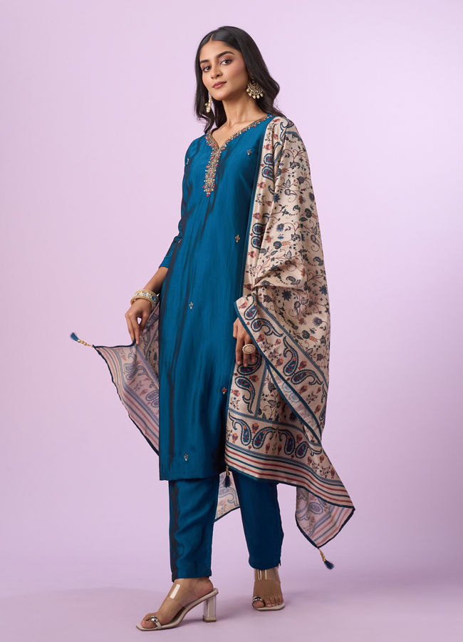 Mohey Women Enchanting Blue Straight Suit