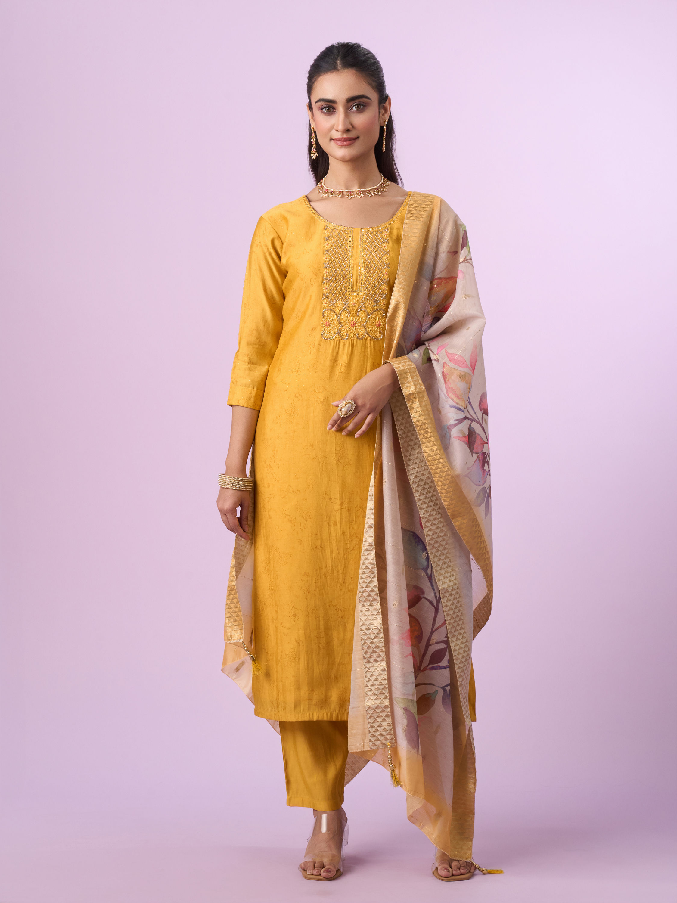 Mohey Women Resplendent Yellow Straight Suit