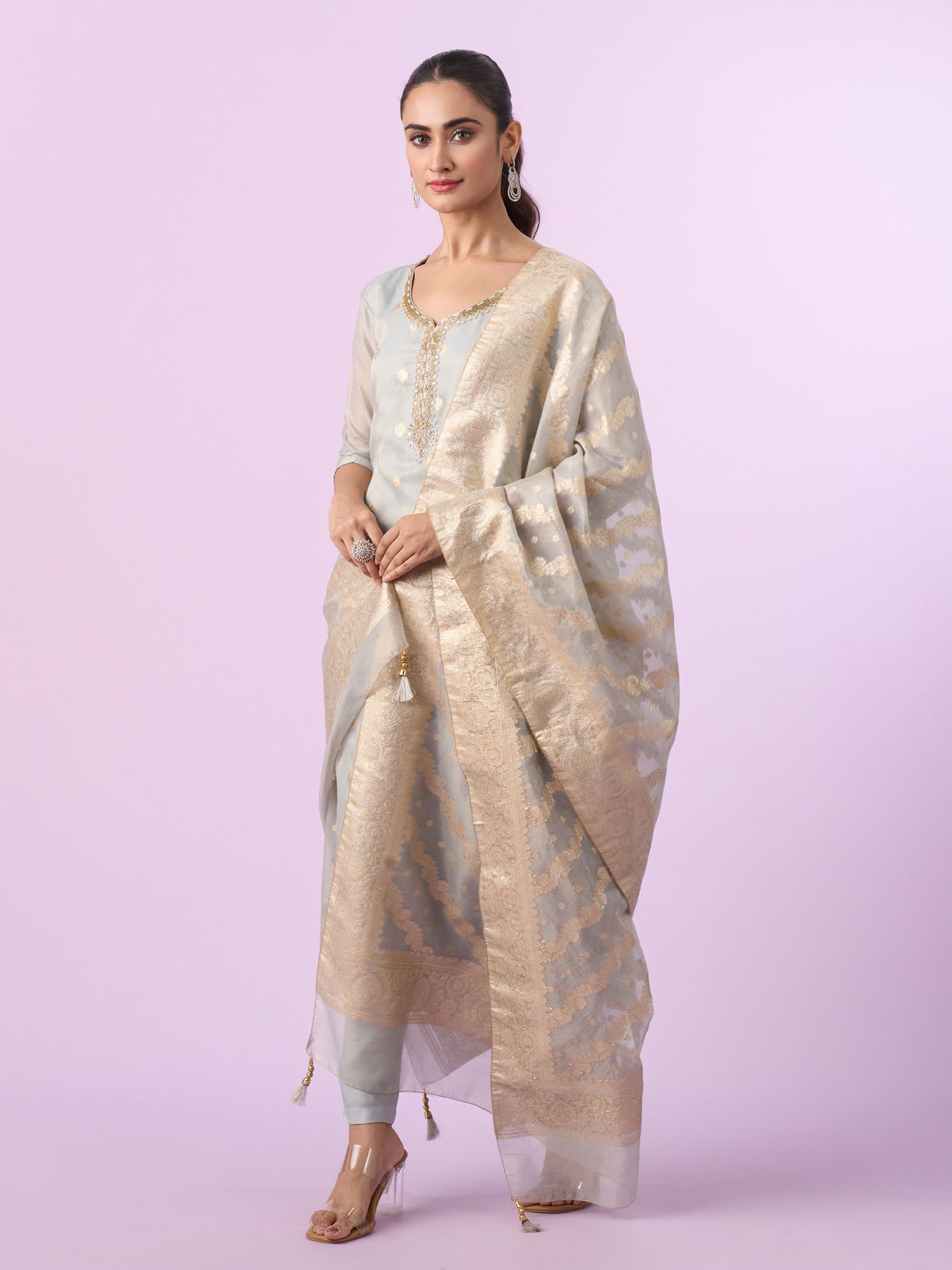 Mohey Women Elegant Grey Straight Suit