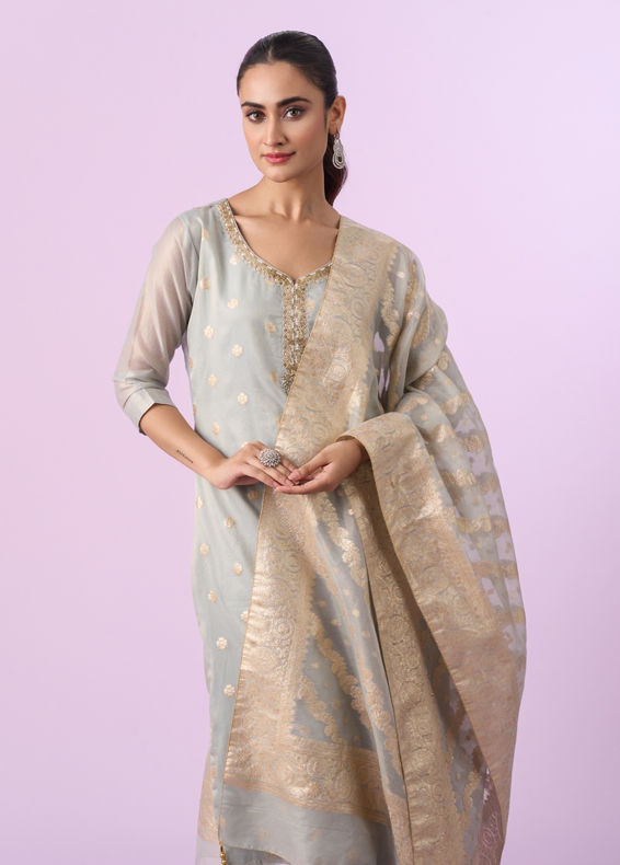 Mohey Women Elegant Grey Straight Suit