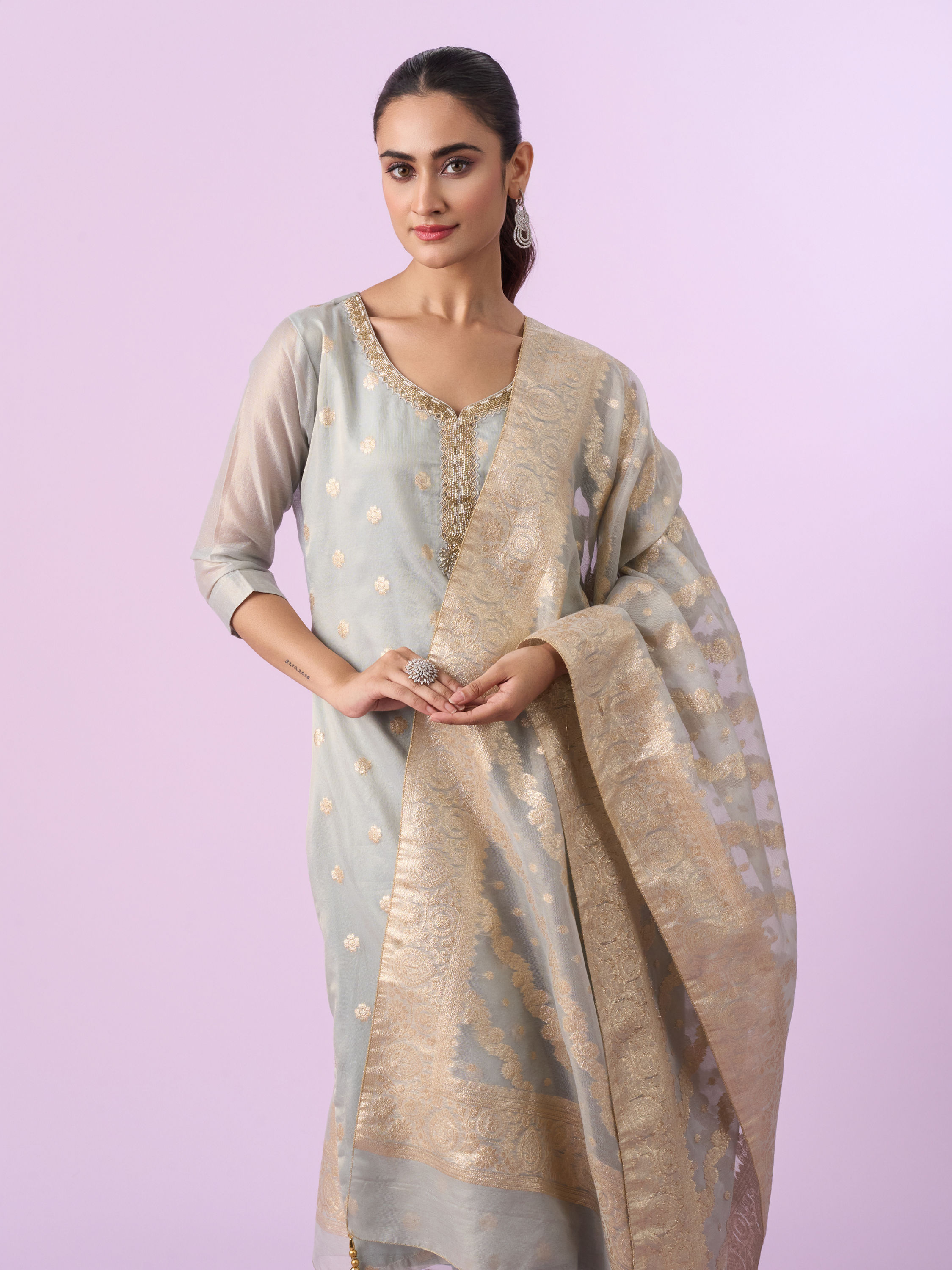 Mohey Women Elegant Grey Straight Suit