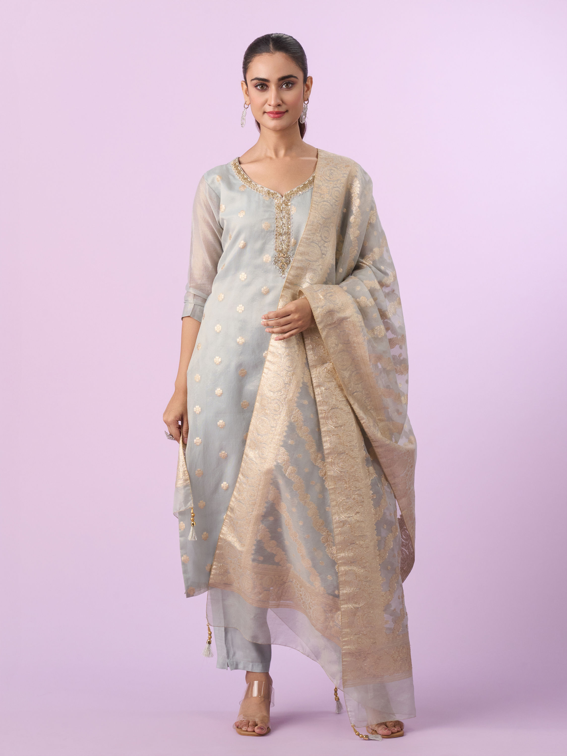 Mohey Women Elegant Grey Straight Suit