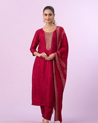 Mohey Women Vivacious Red Straight Suit