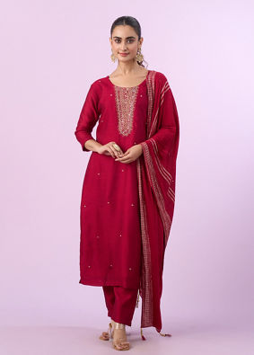 Mohey Women Vivacious Red Straight Suit