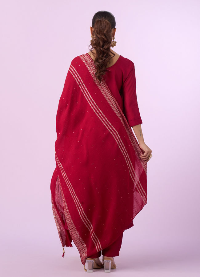 Mohey Women Vivacious Red Straight Suit