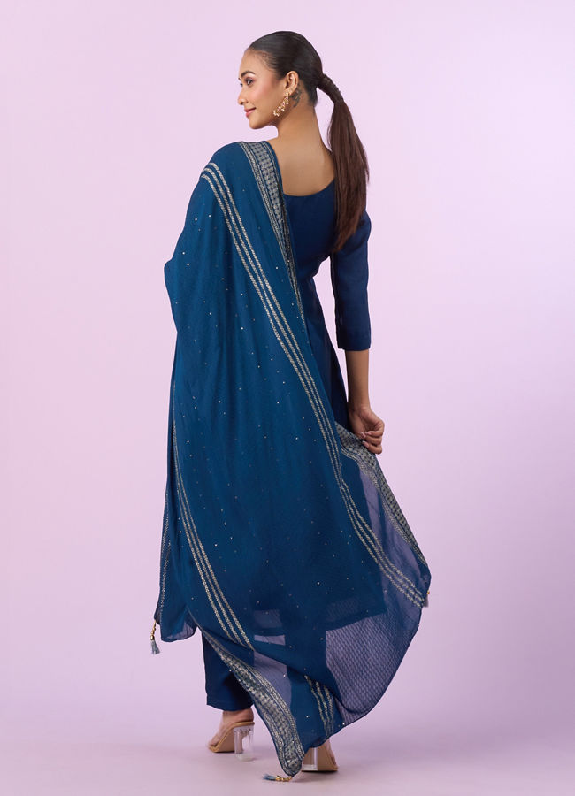 Mohey Women Elegant Blue Stitched Suit