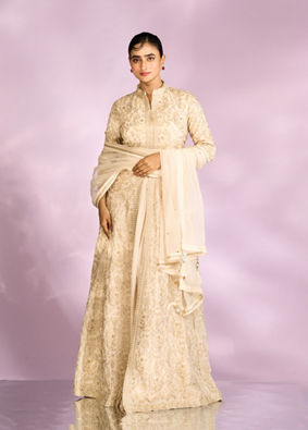 Mohey Women Nude Champagne Anarkali Suit