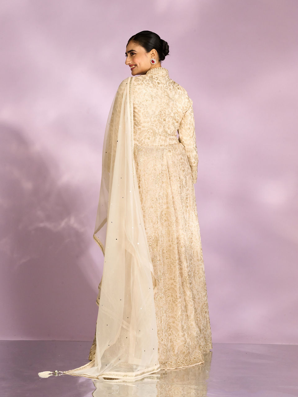 Mohey Women Nude Champagne Anarkali Suit