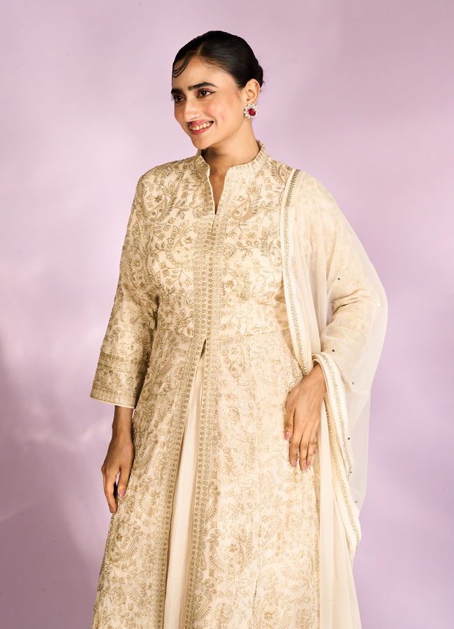 Mohey Women Nude Champagne Anarkali Suit