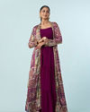 Enthralling Wine Georgette Indo Western