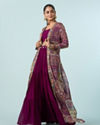 Mohey Women Enthralling Wine Georgette Indo Western