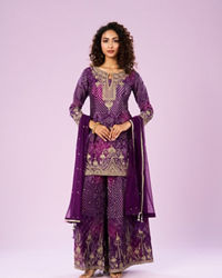 Mohey Women Purple Elegance Palazzo Suit
