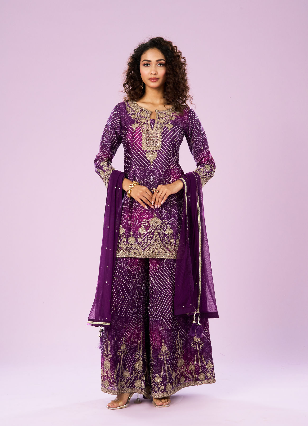 Mohey Women Purple Elegance Palazzo Suit