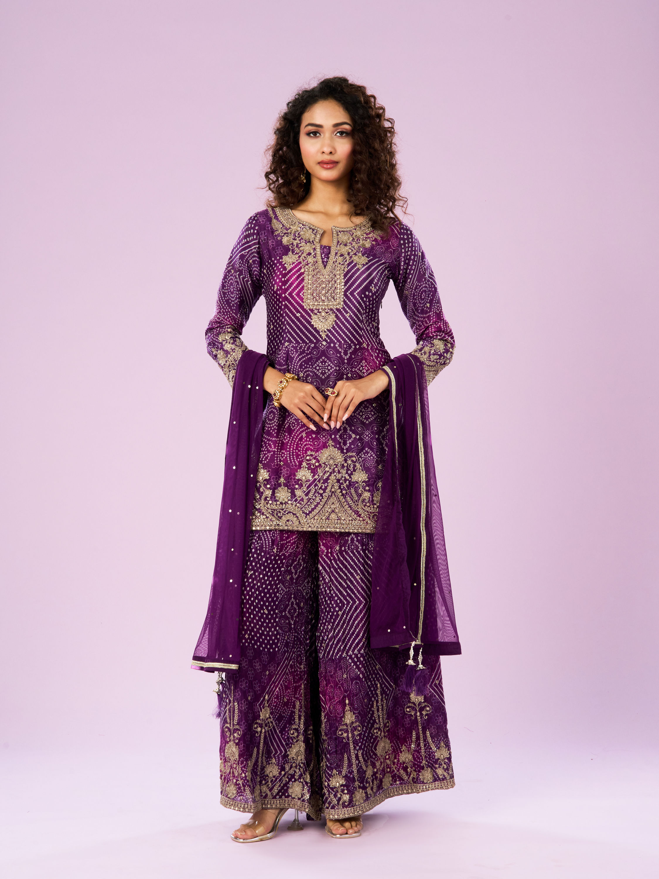 Mohey Women Purple Elegance Palazzo Suit