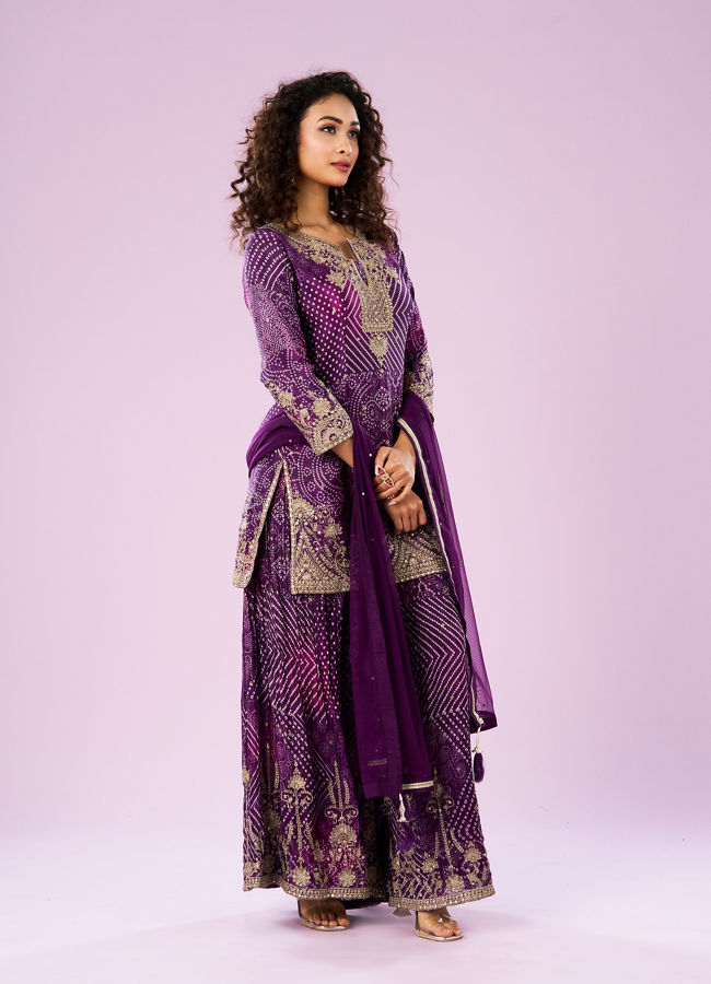 Mohey Women Purple Elegance Palazzo Suit
