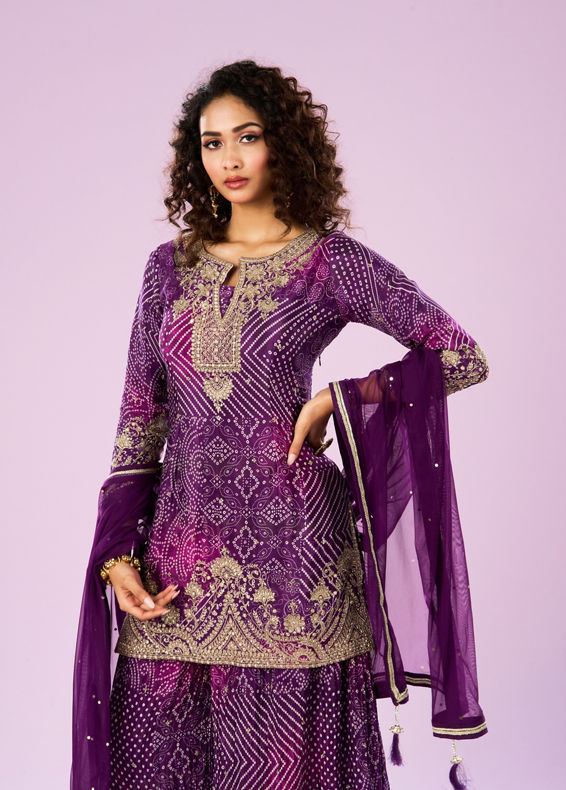 Mohey Women Purple Elegance Palazzo Suit