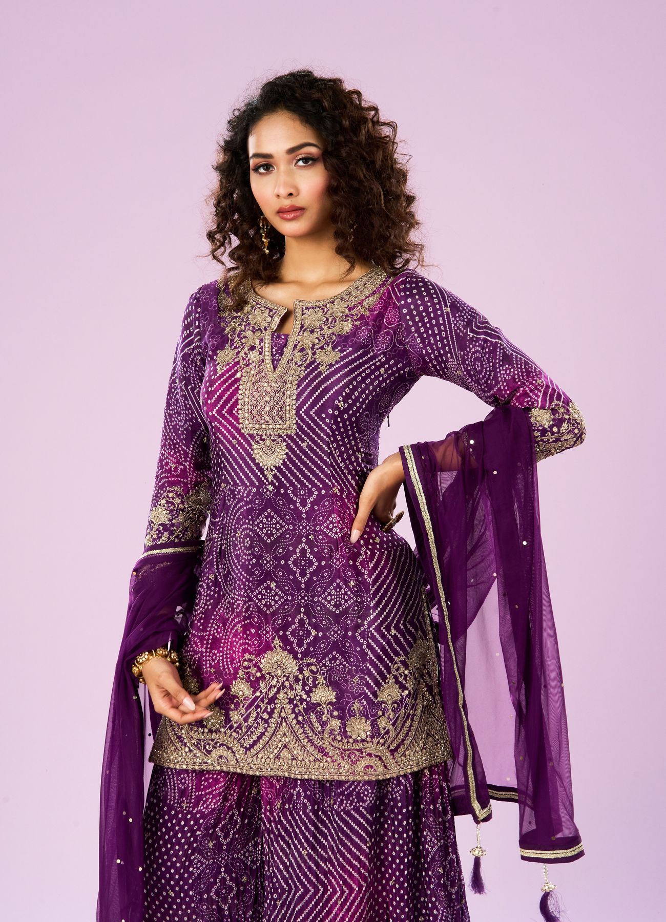 Mohey Women Purple Elegance Palazzo Suit
