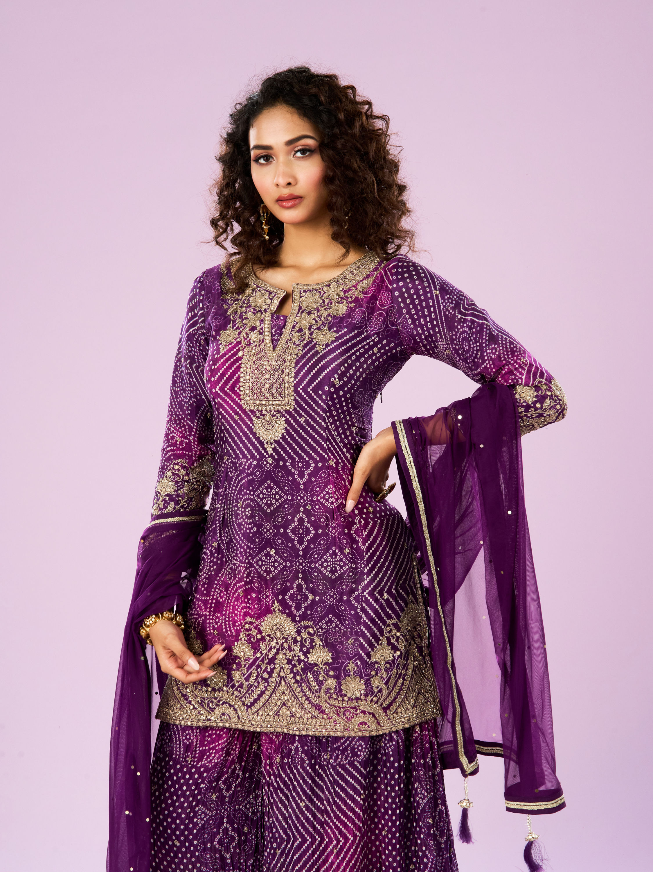 Mohey Women Purple Elegance Palazzo Suit