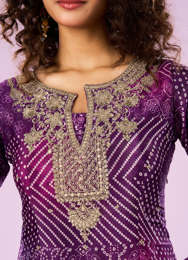 Mohey Women Purple Elegance Palazzo Suit