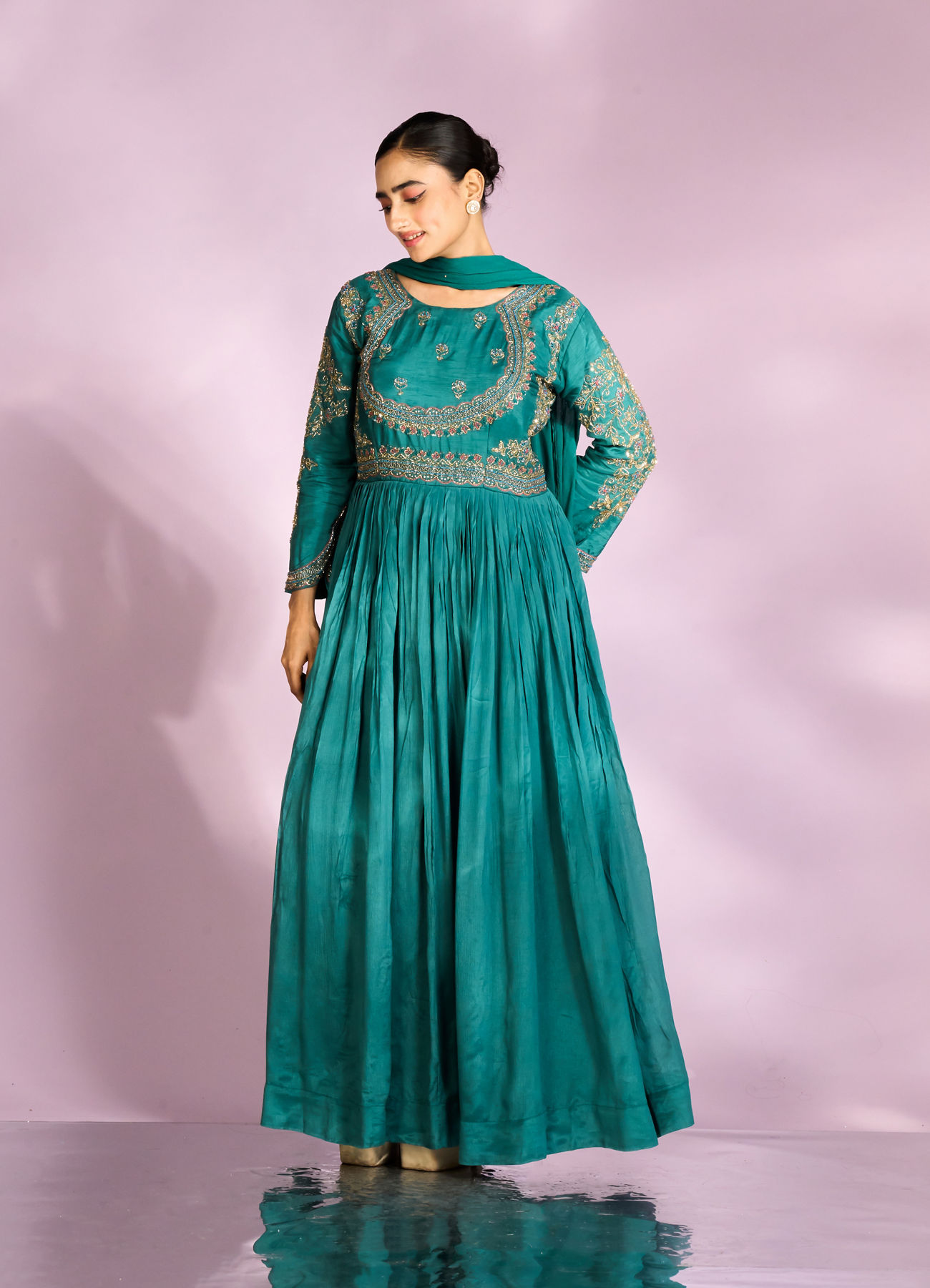 Mohey Women Emerald Elegance Anarkali Suit