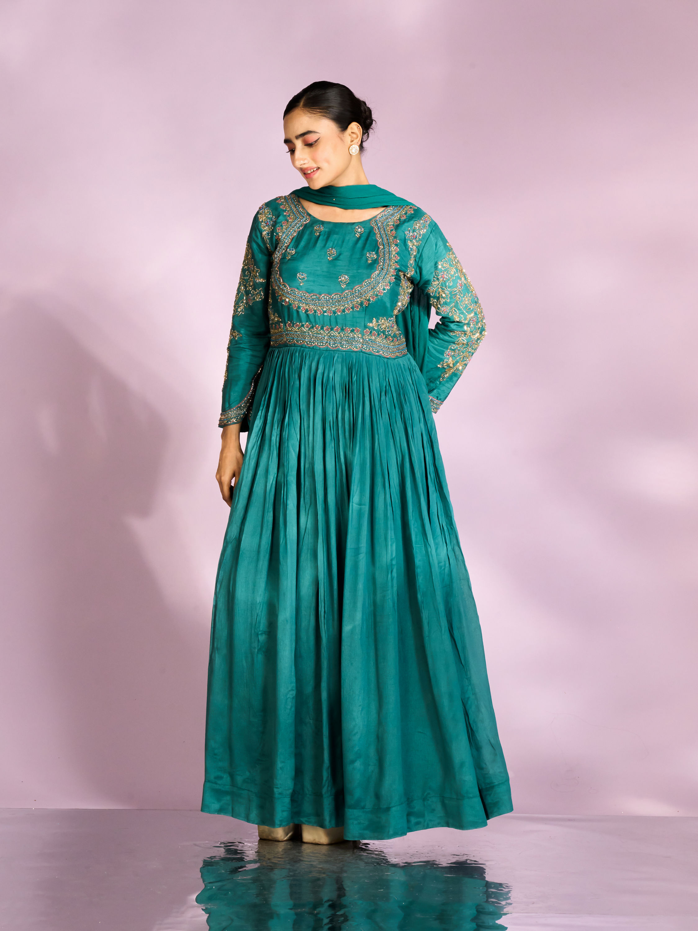Mohey Women Emerald Elegance Anarkali Suit
