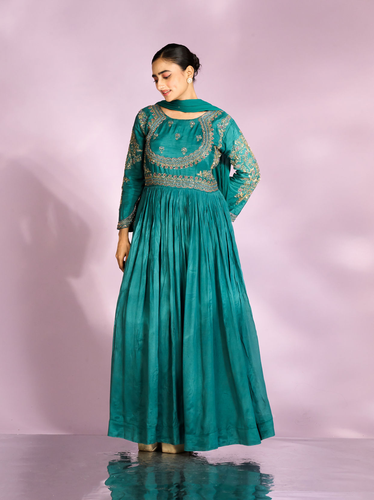 Mohey Women Emerald Elegance Anarkali Suit
