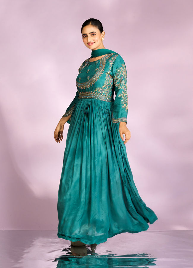 Mohey Women Emerald Elegance Anarkali Suit