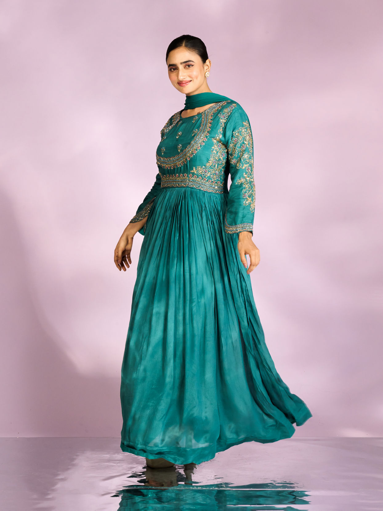 Mohey Women Emerald Elegance Anarkali Suit
