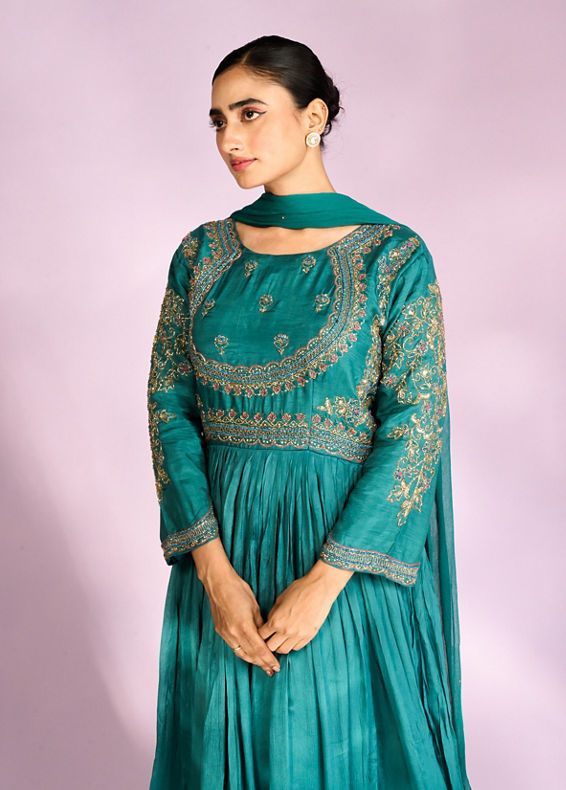 Mohey Women Emerald Elegance Anarkali Suit