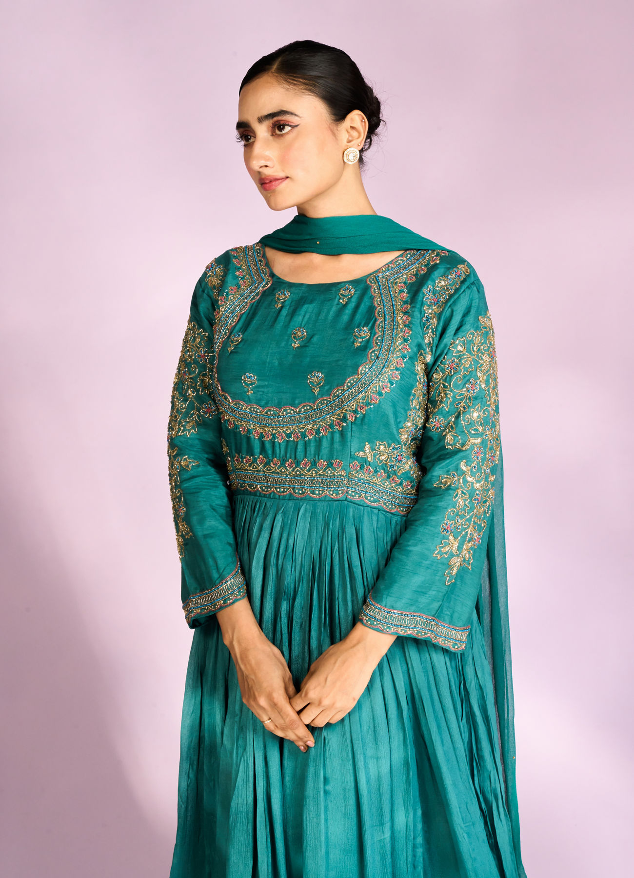 Mohey Women Emerald Elegance Anarkali Suit