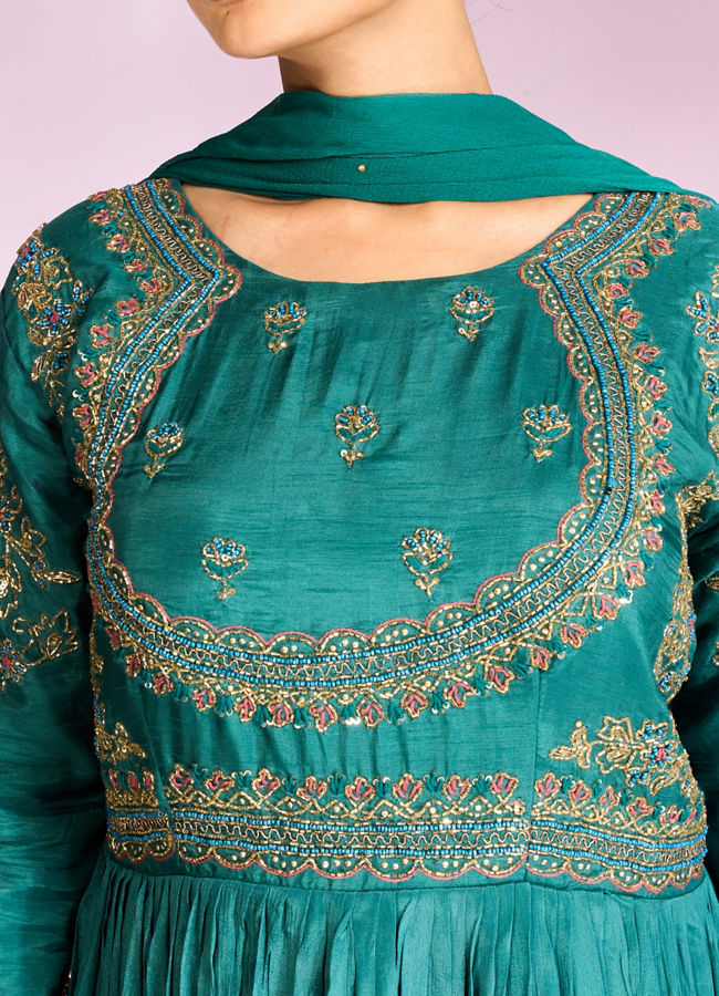 Mohey Women Emerald Elegance Anarkali Suit