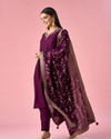 Mohey Women Wine Art Silk Anarkali Suit with Embroidery