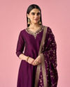 Mohey Women Wine Art Silk Anarkali Suit with Embroidery