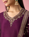 Mohey Women Wine Art Silk Anarkali Suit with Embroidery