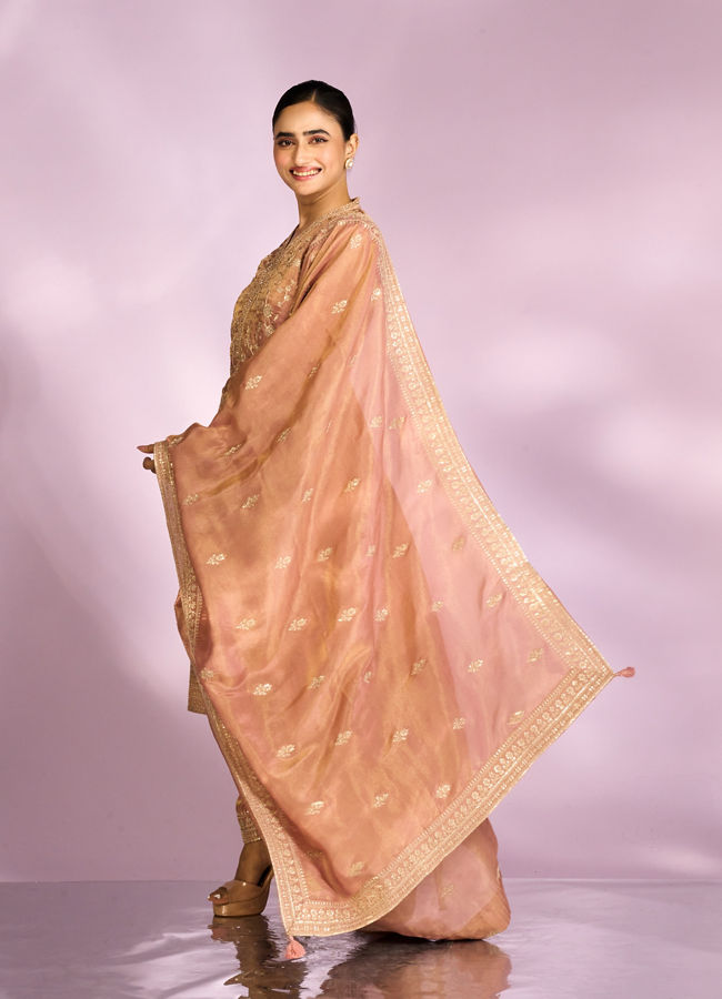 Mohey Women Enchanting Peach Straight Suit Set