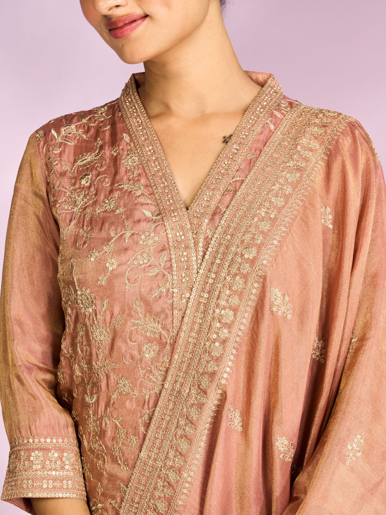 Mohey Women Enchanting Peach Straight Suit Set