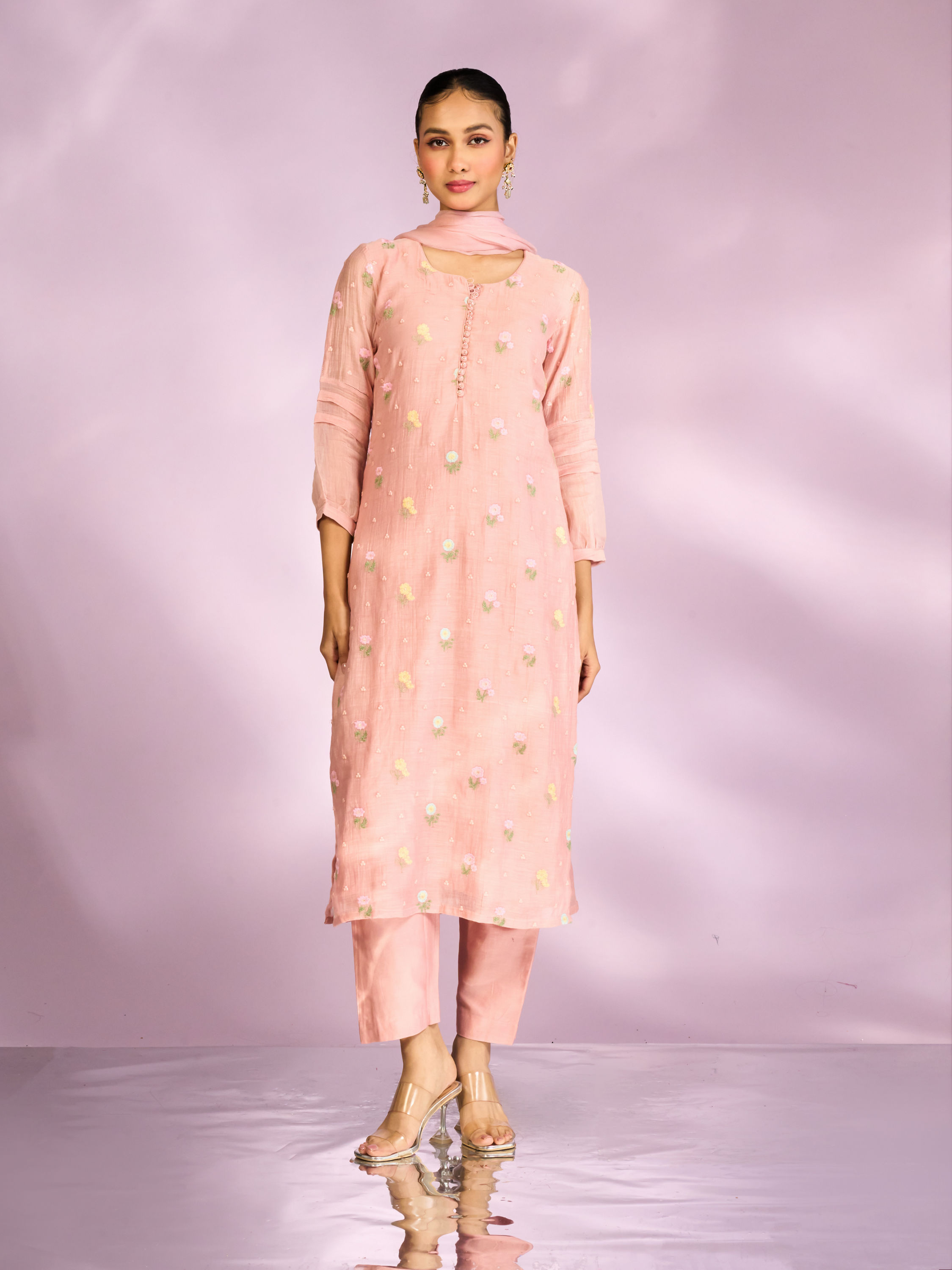 Mohey Women Elegant Light Pink Straight Suit