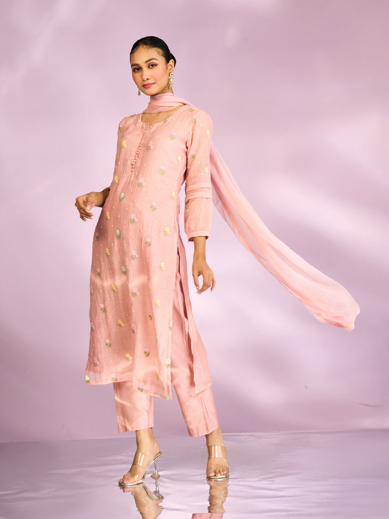 Mohey Women Elegant Light Pink Straight Suit