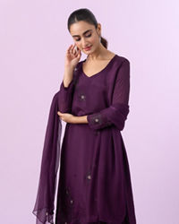 Mohey Women Gleaming Wine Palazzo Suit