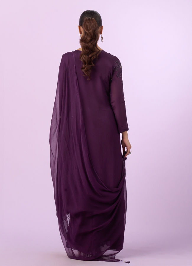 Mohey Women Gleaming Wine Palazzo Suit