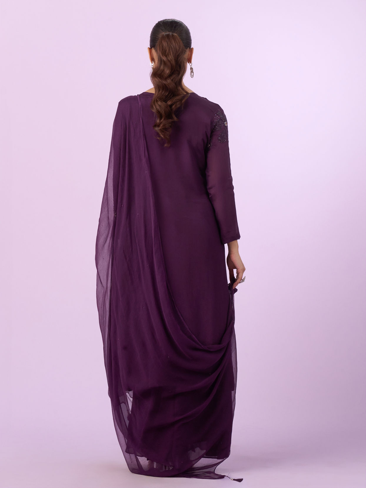 Mohey Women Gleaming Wine Palazzo Suit