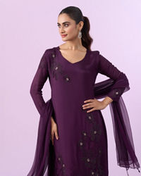 Mohey Women Gleaming Wine Palazzo Suit