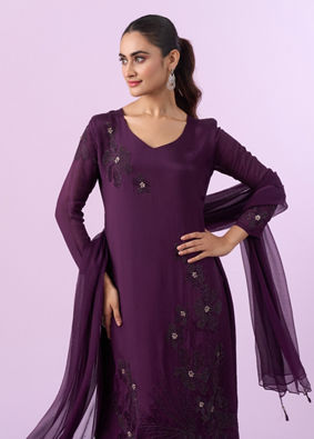 Mohey Women Gleaming Wine Palazzo Suit
