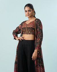 Mohey Women Chic Black Tri Tone Ensemble Indo Western