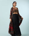 Mohey Women Chic Black Tri Tone Ensemble Indo Western