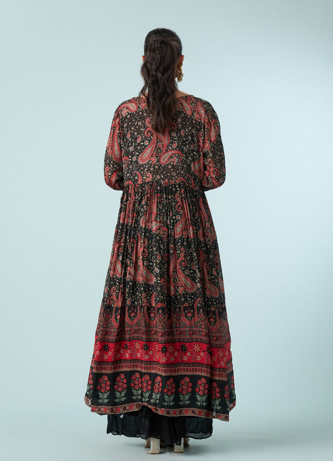 Mohey Women Chic Black Tri Tone Ensemble Indo Western