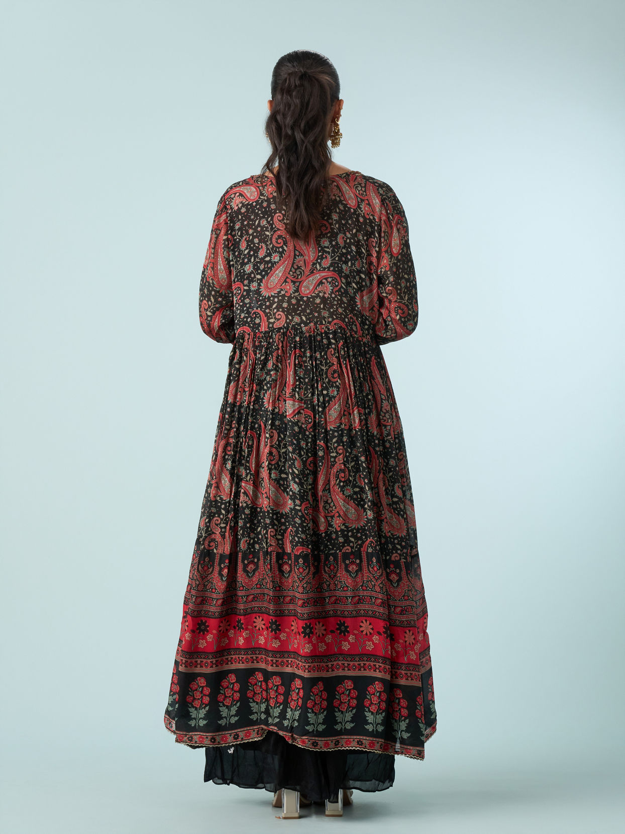 Mohey Women Chic Black Tri Tone Ensemble Indo Western