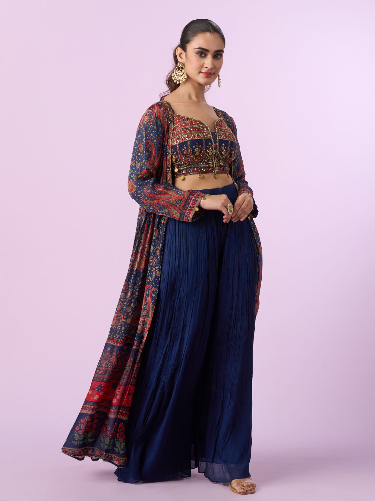 Mohey Women Indigo Blue Chinon Indo Western