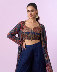 Mohey Women Indigo Blue Chinon Indo Western
