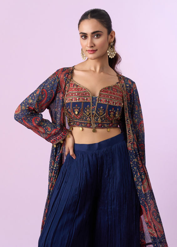 Mohey Women Indigo Blue Chinon Indo Western